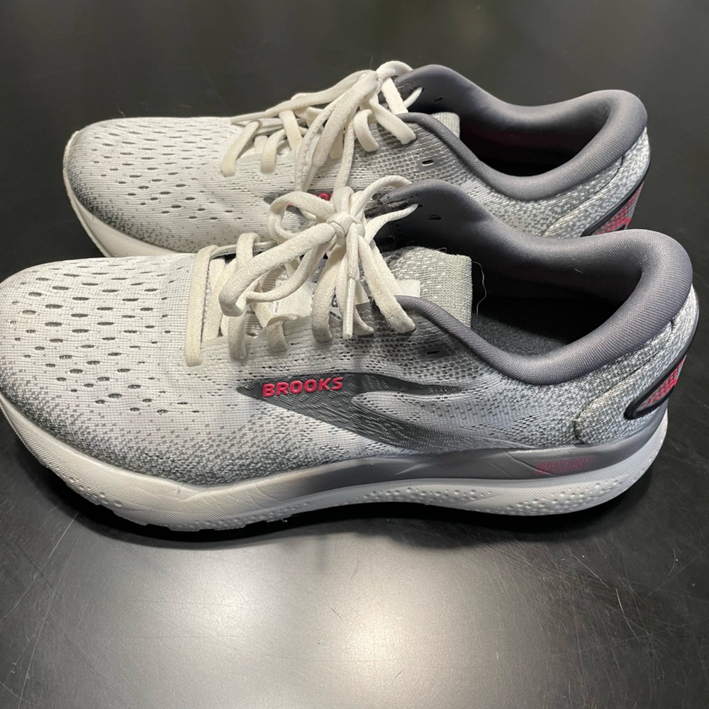 Brooks White and Gray Athletic Shoes